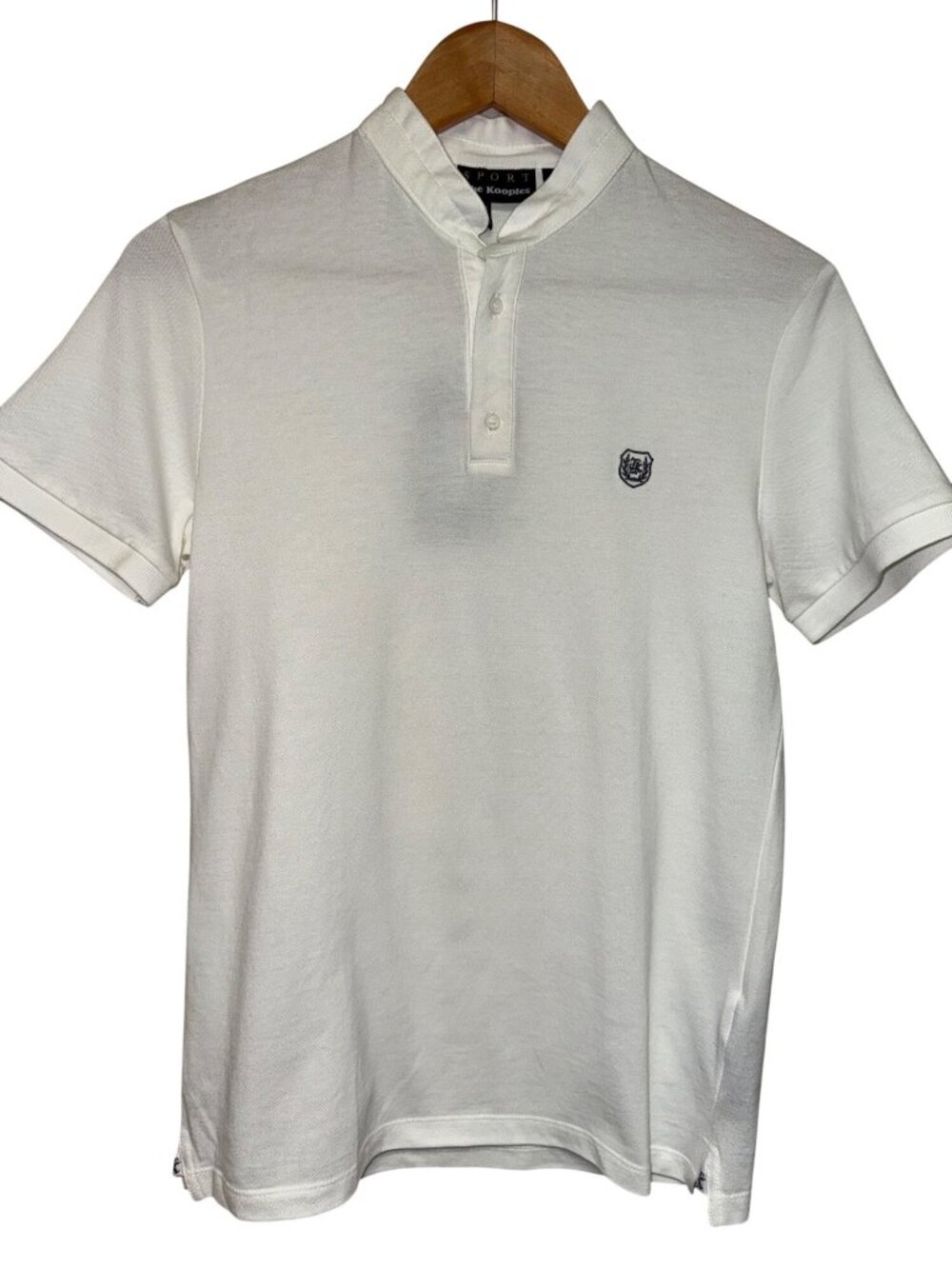 The Kooples Sport Polo Shirt XS NWT White Pique Short Sleeve Mandarin Collar